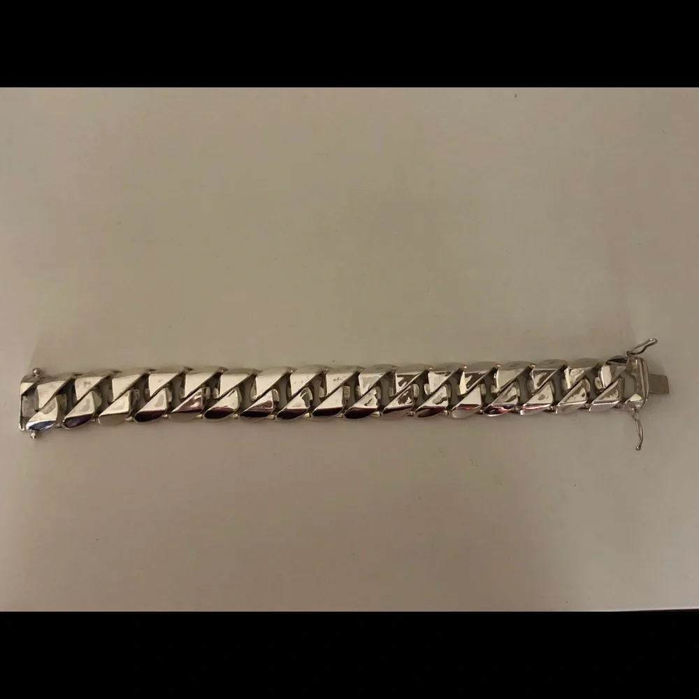 21mm 165gr 925 silver handmade wide thick bracelet 9 inches chain